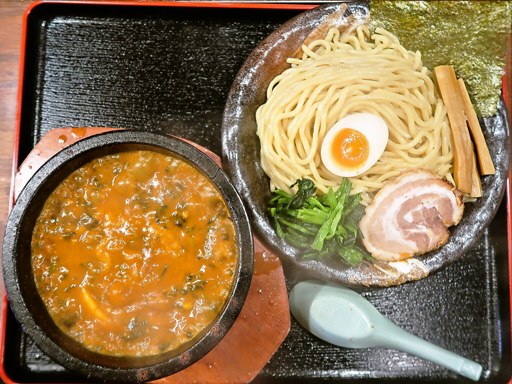 札幌海老麺舎 札幌二条市場店 (旧店名:竹本商店 札幌マグロセンター)「伊勢海老つけ麺 ピリ辛」