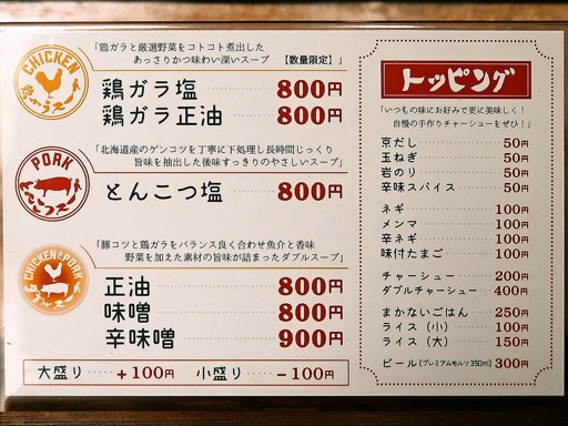 らーめん ひなた [12/30営業をもって閉店] | 店舗メニュー